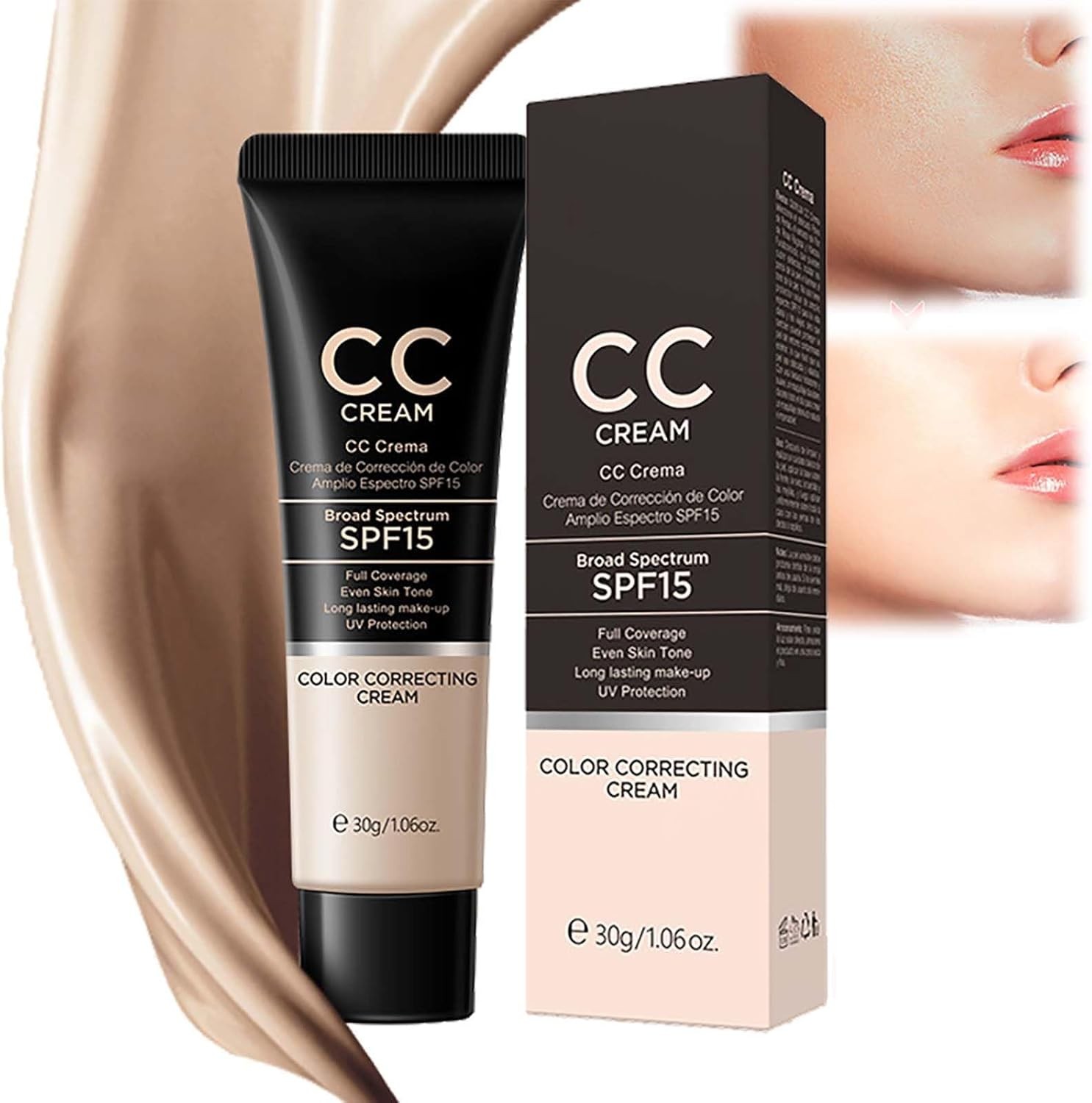 SPF 15 CC Cream Foundation, Color-Correcting & Anti-Redness Cream with Lightwei