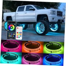 4PCS RGB LED Wheel Rim Lights with Bluetooth and Remote Control,Wheel 15.5inch
