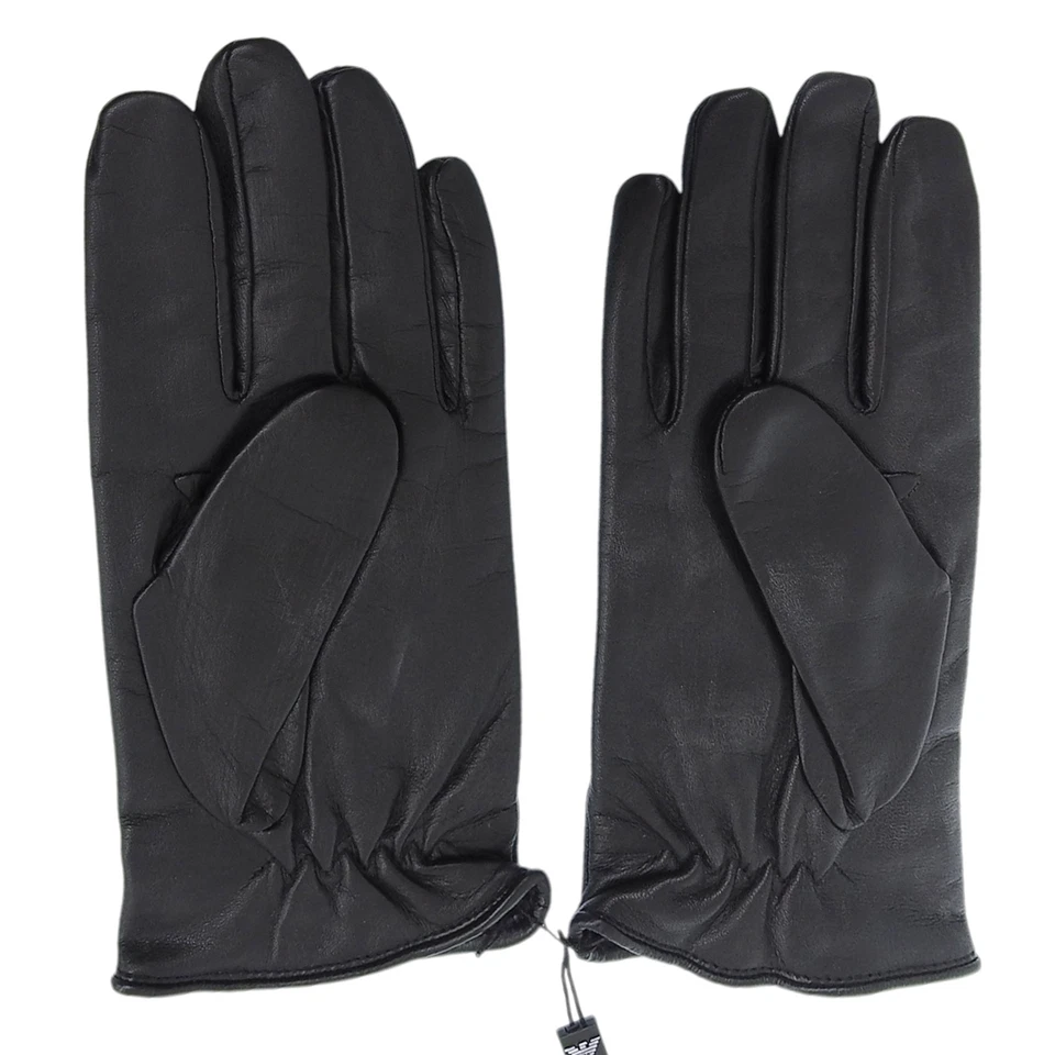 Prístino EMPORIO ARMANI Guantes 624136 Logo-Repujado Guantes Cuero Negro Lam... Foto 2 de 4