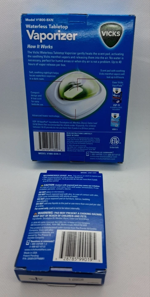 Vicks Waterless Tabletop Menthol Vaporizer +17 Replacement Scent Pads Nightlight - Image 2 of 2