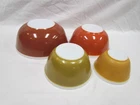 Vintage Pyrex 1950s-1960s Nesting Mixing Bowls Complete Set of 4 Earth Tones
