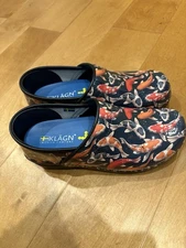 Klagn PROFESSIONAL PLUS Fisk Leather Clogs koi fish sz 37 6.5 new 