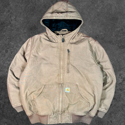 Carhartt Quick Duck Jefferson Active Jacket Sand Khaki Hooded Workwear