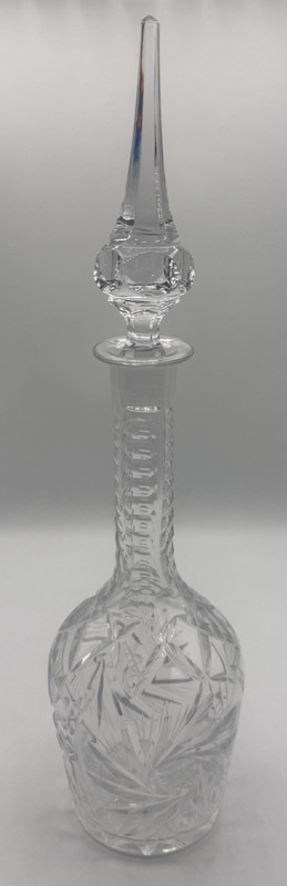 Vintage Cut Crystal Decanter 17” Tall W/ Stopper