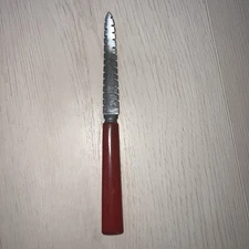 Vintage Serrated Grapefruit Kitchen Knife Red Handle