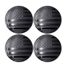 4 Pieces Custom 3.15" 80mm Black Grey US Stars and Stripes Flag Logo Aluminum