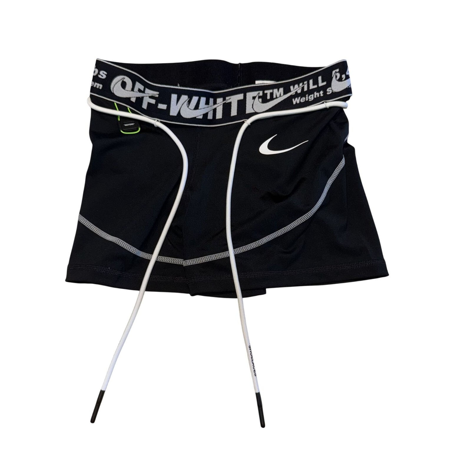 OFF WHITE X NIKE Pantaloncini da corsa Nike x Off White NRG RU neri bianchi professionali nuovi senza etichette donna small S