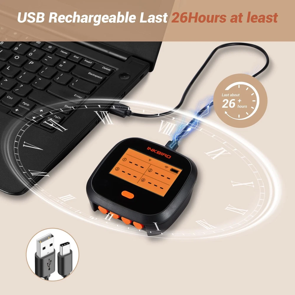 WiFi Meat Thermometer IBBQ-4T, Wireless WiFi BBQ Thermometer for Smoker, Oven...