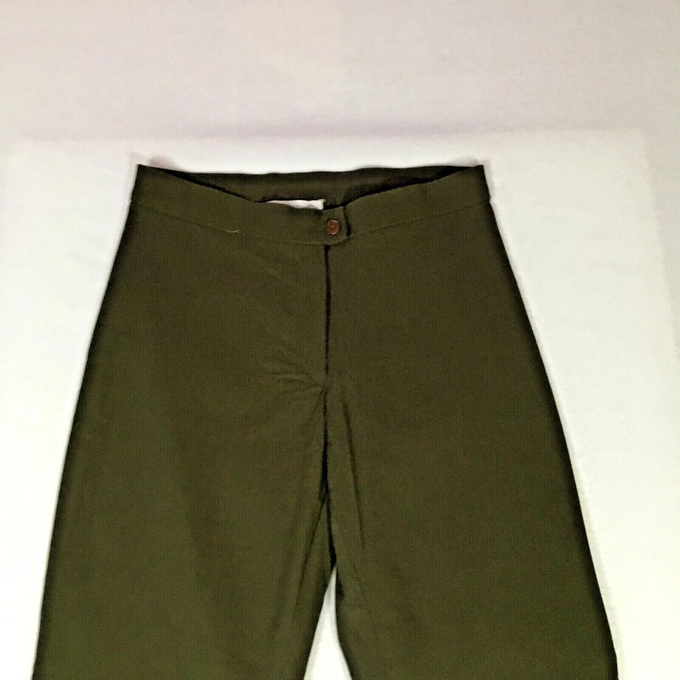 Sharagano Paris Womens Silk Blend Pants Sz 2 Olive Straight Print Legs NWOT - Image 2 of 4