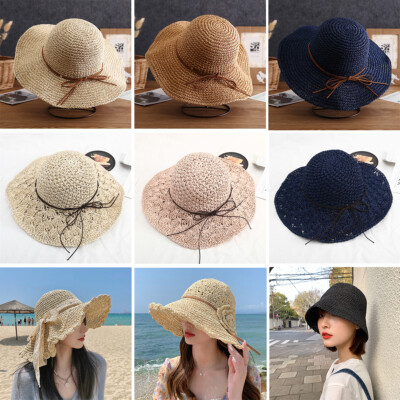 Set of 12 Wide Brim Straw Sun Hats Floppy Foldable Beach Cap Tigeen 12 PCS Womens Wide Brim Straw Hats Floppy Sun  main image 4