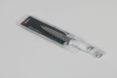 Home Basics Stainless Steel 5-inch Utility Knife With White Marble Handle New 
