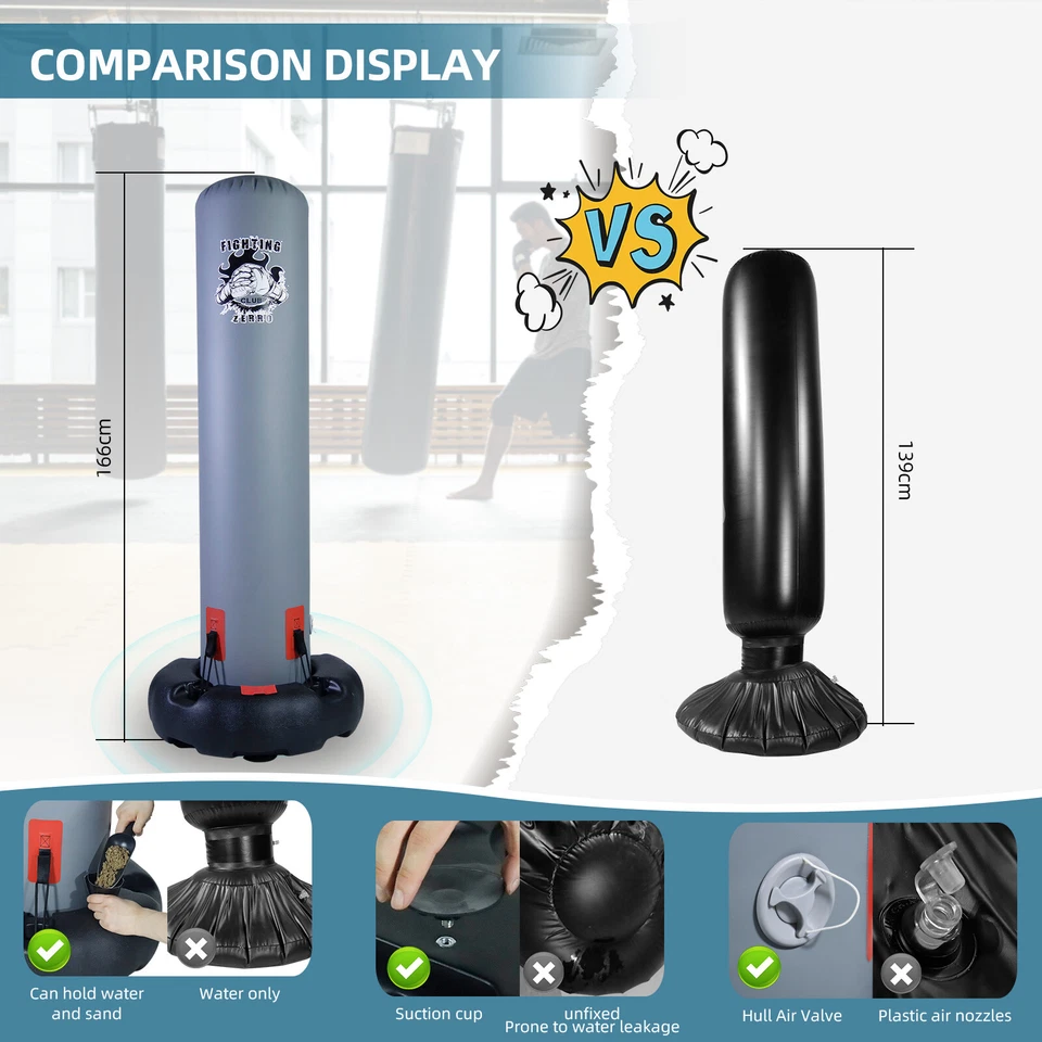 B-WAREN Boxsack Erwachsene Kinder Freistehender Aufblasbare Standboxsack Boxing - Bild 4 von 4