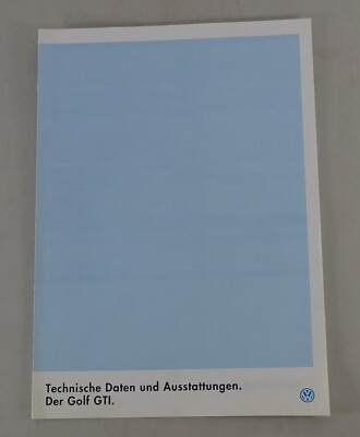 Brochure VW Golf 3 / III GTI Technical Data and Features from 01/1994