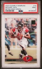 2023 Panini Clearly Donruss 14 Michael Vick PSA 9 Clearly Retro 2003 Green /49