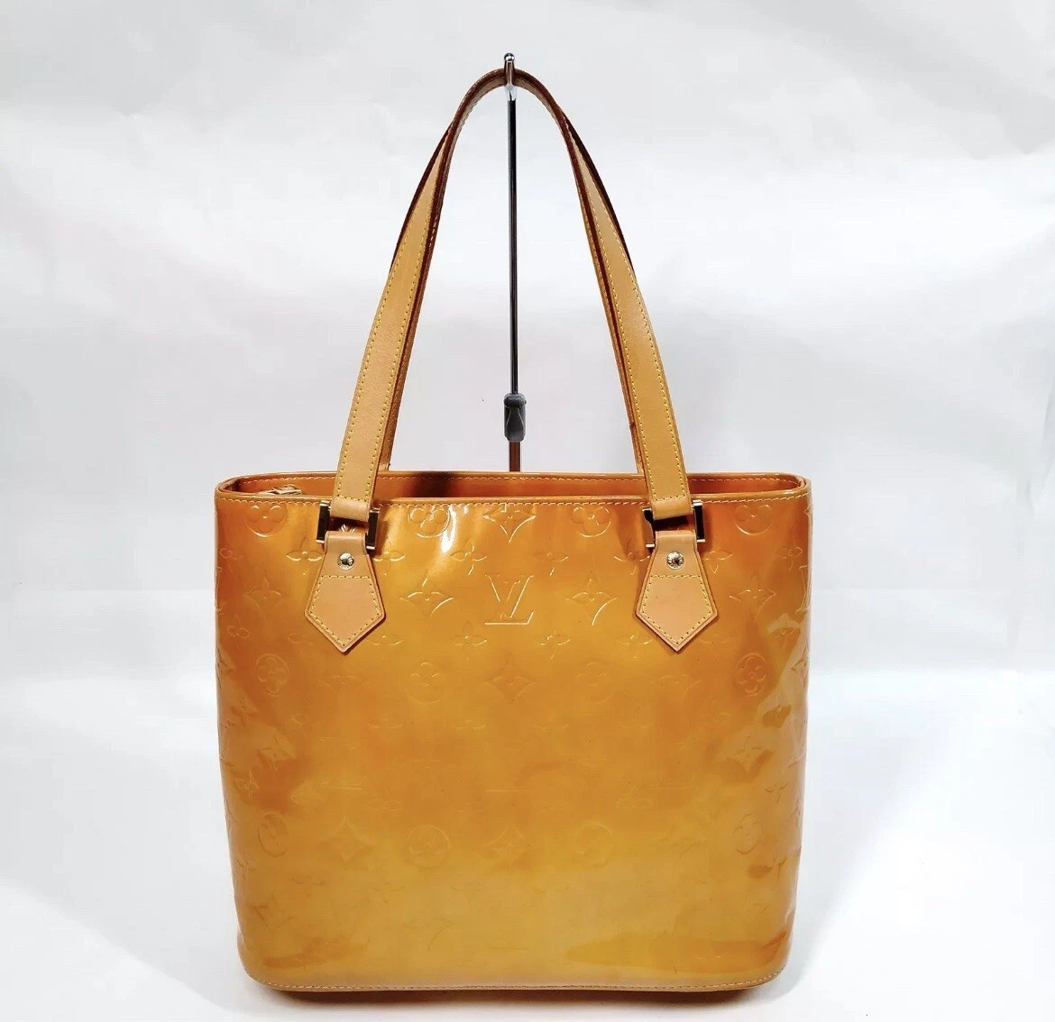 LOUIS VUITTON: "Houston" Yellow, Patent Leather "LV"  Logo Tote/Shoulder Bag (of)