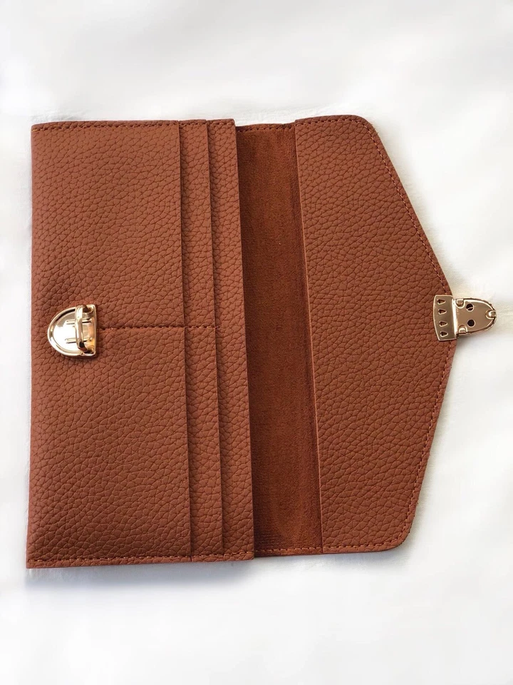 LADIES WALLET STYLE CLUTCH PURSE FAUX LEATHER WITH CLIP LOCK SUEDE LINING - Image 3 of 4