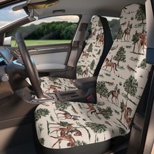 Equestrian Car Seat Covers - Set Of 2 - Show Horse Print Dressage Riding Girl