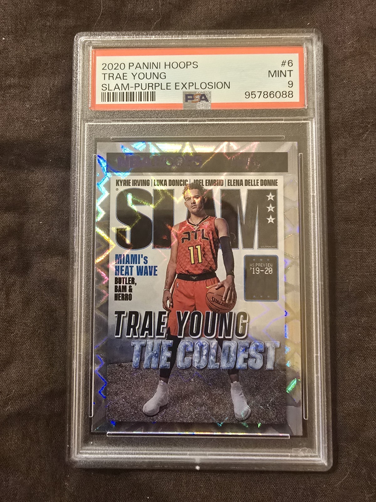 2020 Panini Hoops Slam #6 Trae Young Slam-Purple Explosion PSA 9