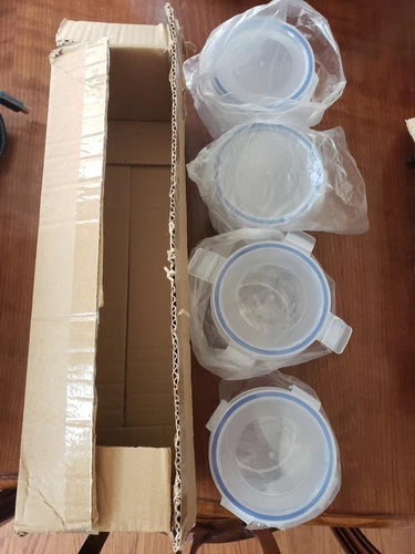 Mongsterware Food Containers set with Lids 4 Piece 16 Oz Plastic Dishwash Safe