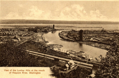 C.1907 LUMBER MILLS HOQUIAM RIVER, WA, GRAYS HARBOR, ABERDEEN, Postcard P10