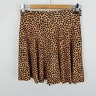 Exotica Womens Size M 12-14 Orange Black Leopard Print Circle Skort Stretch