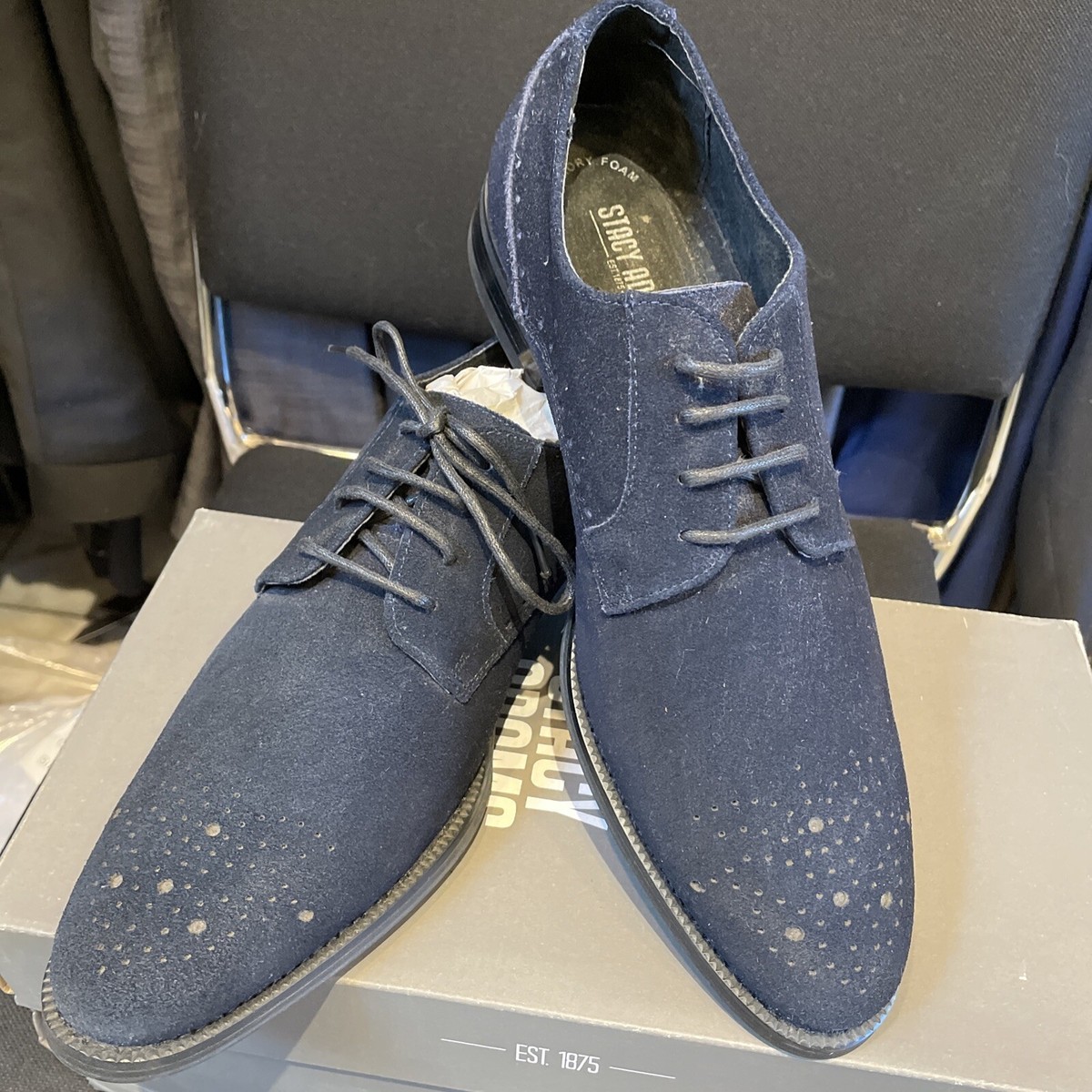 STACY ADAM SUEDE DRESS SHOE Blue KENSINGTON Size 8 | eBay