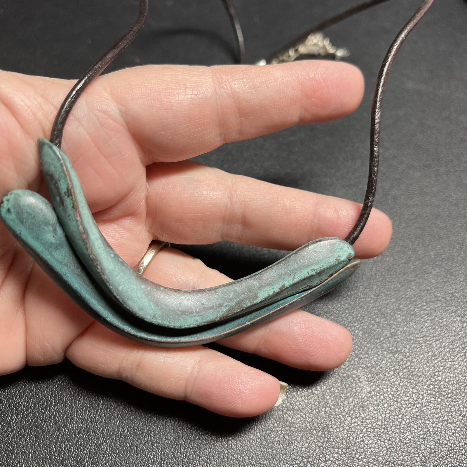 Robert Lee Morris BOHO Sculptural Double Row Patina Frontal Necklace