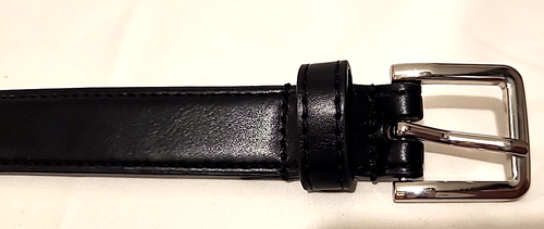 Boy's Belt XL-XXL 14/18 Black Bonded Leather Dress Casual Silver Buckle Kids - Picture 6 of 15