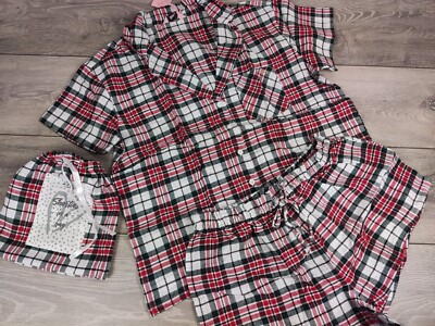 NEW Boux Avenue RED Mix Red Check Shortie PJ Set in a Bag