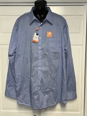 4xlt dress shirt size Van Heusen Men's Size 4XLT 21-21.5 Slim Fit BLU CRISP BLUE LS Dress Shirt  NWT