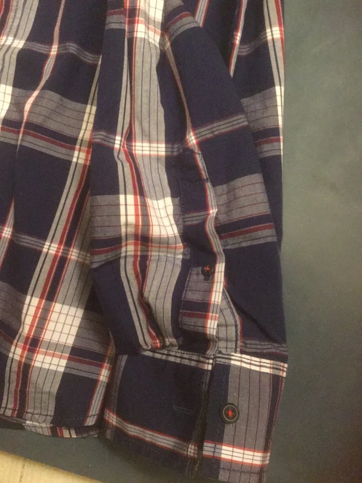 Camisa masculina American Rag XL vermelha/azul/branca xadrez manga longa botão para baixo nova com etiquetas - Imagem 4 de 4