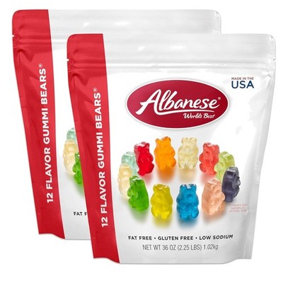 World's Best 12 Flavor Gummi Bears | 2 Pack - 36oz Bags