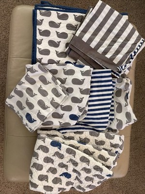 Land Of Nod  Make a Splash  Whale Crib Bedding Set
