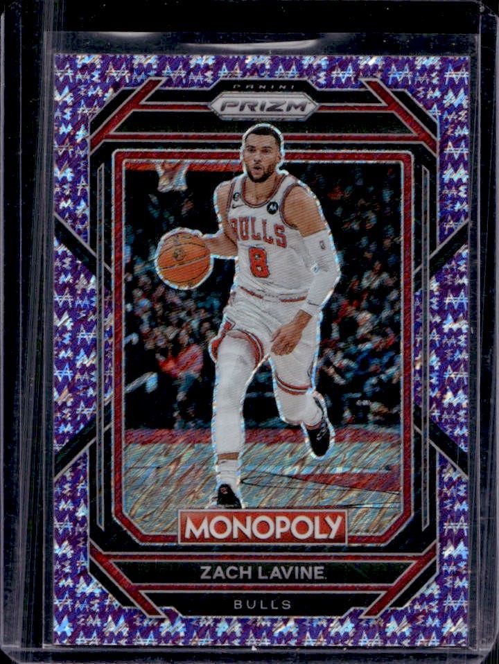 2022-23 Panini Prizm Monopoly Zach Lavine Purple Money Shimmer #39/50 Bulls