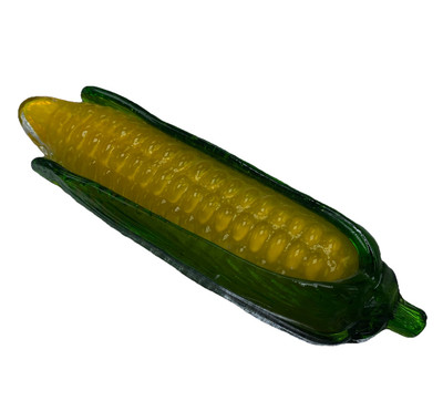 Vtg Murano Style Art Glass CORN ON THE COB VEGETABLE 6.5 Inches Paperweight