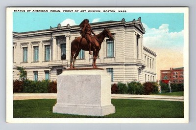 Boston, MA-Massachusetts, Native American Statue Art Museum , Vintage Postcard