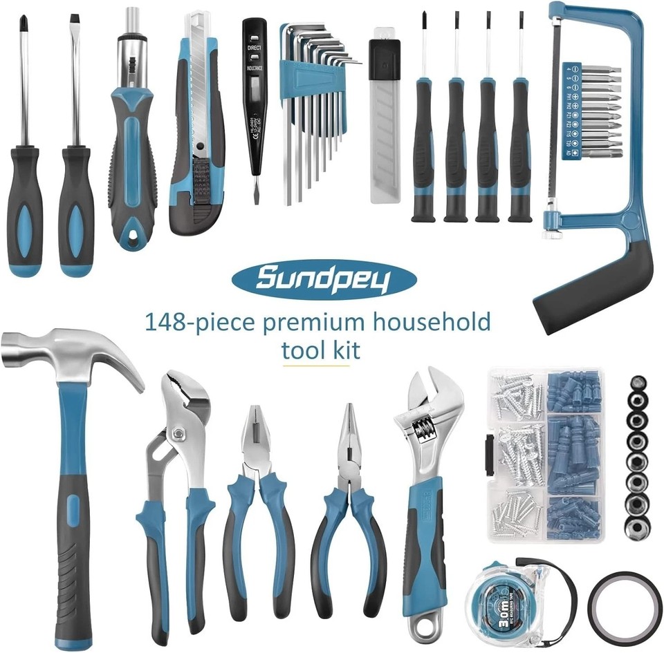 Home Tool Kit 148-Pcs - Household Basic portable Hand Repair Tool Set ...