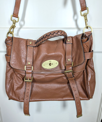 Mulberry Alexa Handbag Shoulder Bag Brown Leather Satchel Bag