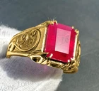 925 Sterling Silver Gold Plated Stylist Ring Natural Ruby Gemstone Gift Ring.