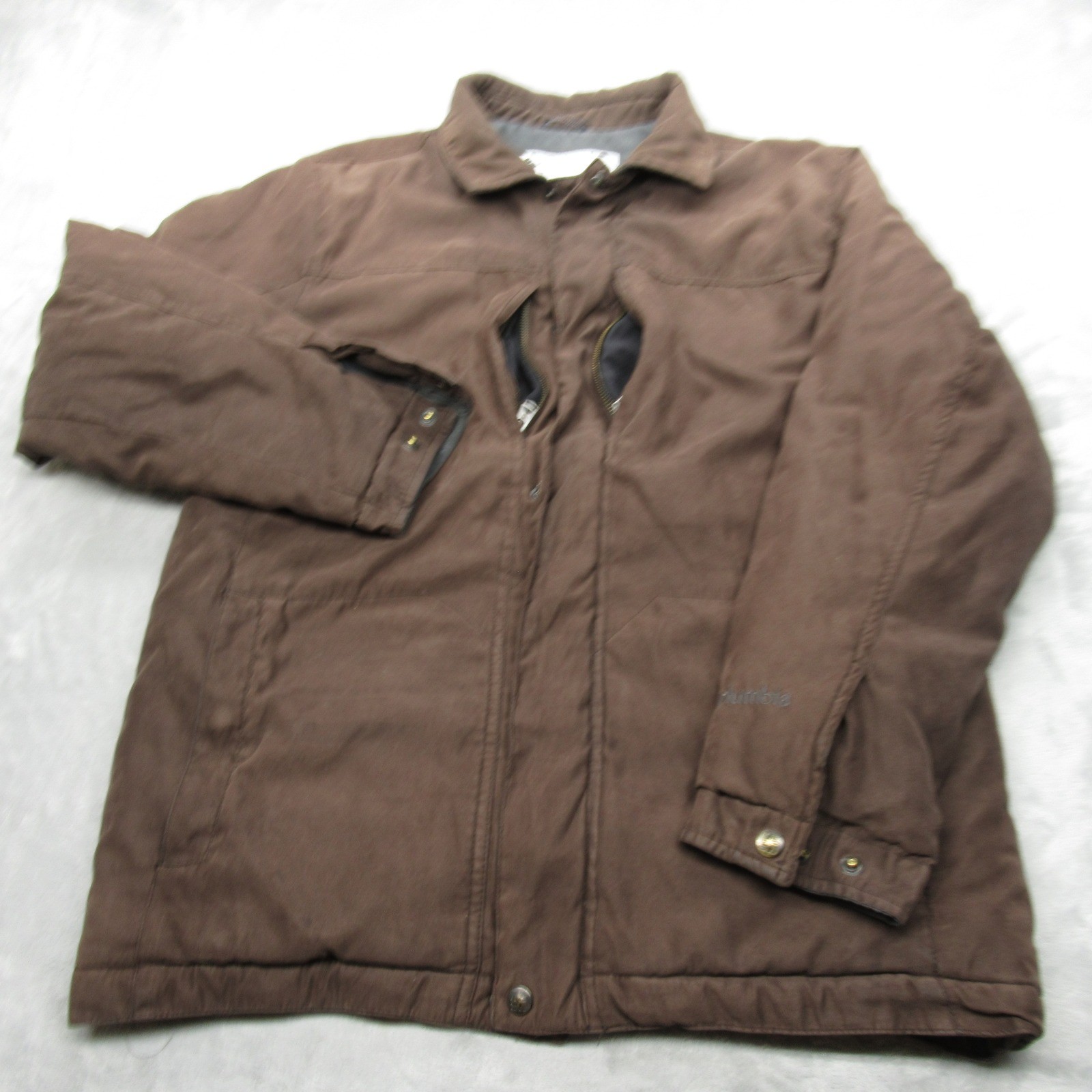 Columbia Jacket Mens Medium Brown Suede Zip Pockets Collared Insulated Full Zip thumbnail 2