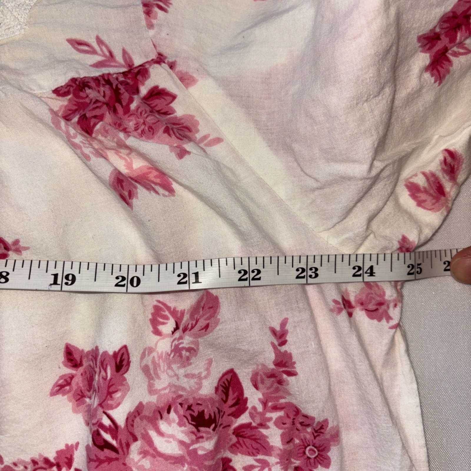 Collections Etc 100% Cotton Floral Long Nightgown Pink Roses Button Front Large