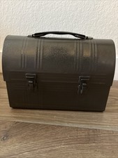 Aladdin Industries Gray Domed Metal Lunch Box Lunch Pail Made In USA.