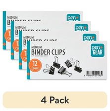 4 pack Pen Gear Medium Metal Binder Clips, Black, 12 Count