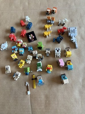 Minecraft miniatures 1'' Lot With 41 Figures & 2 Weapons- Some Dupes