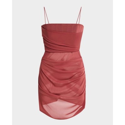 BNWT! Alex Perry Tucked Corset Mini Dress in Cognac sz UK12 US 8 sexy, sheer