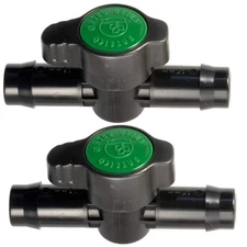 2-Pack In-Line Barbed Ball Valve 16mm For 1/2 and 5/8 Inch Tubing (.570 to .6...