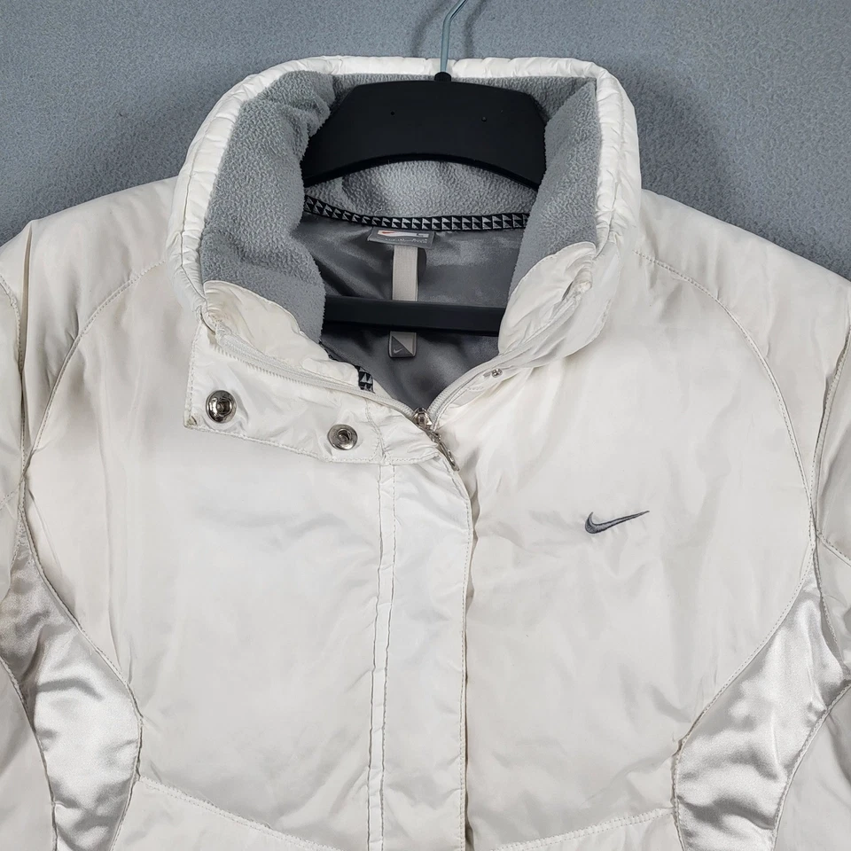 Nike Puffer Jacket Women's L White Quilted Full Zip Polyester Warm Outerwear - Image 2 of 4