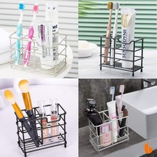 Stainless Steel Bathroom Toothbrush-Toothpaste Holder Stand Organizer Black