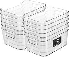 Pantry Organizers and Storage, 12 Pack Clear Plastic Storage Bins for Freezer, M