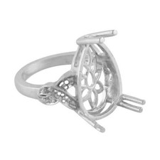 Semi Mount Pear 11.75X19MM Cocktail Engagement Ring 925 Sterling Silver